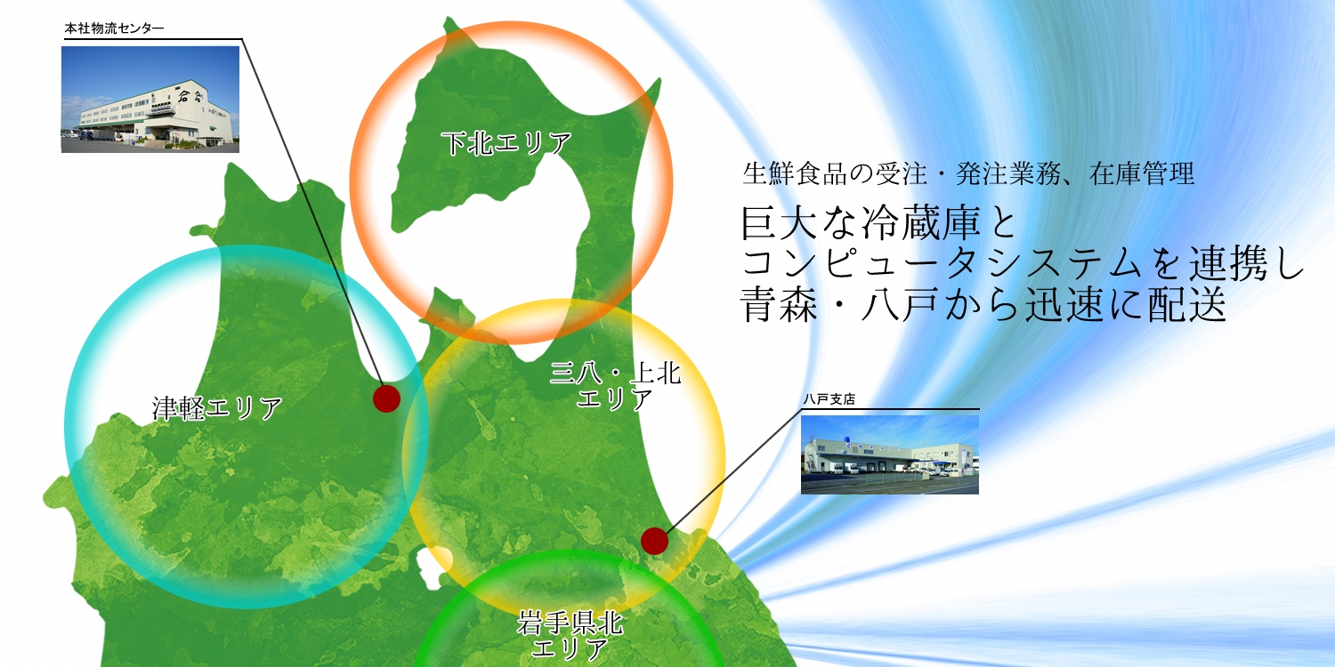 巨大な冷蔵庫とコンピュータシステムを連携し青森・八戸から迅速に配送